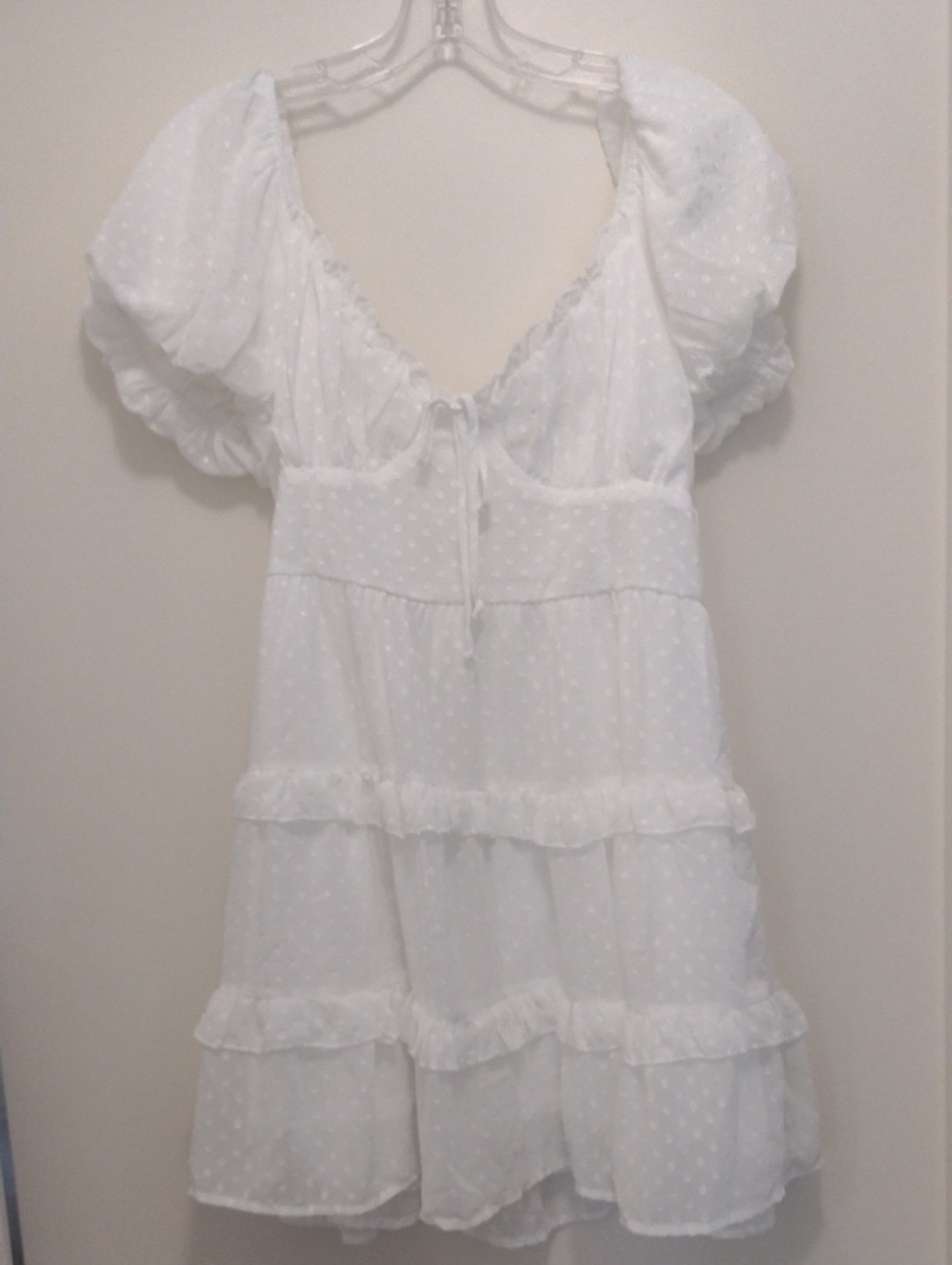 Altar'd State White Puff Sleeve Mini Dress (J1059)